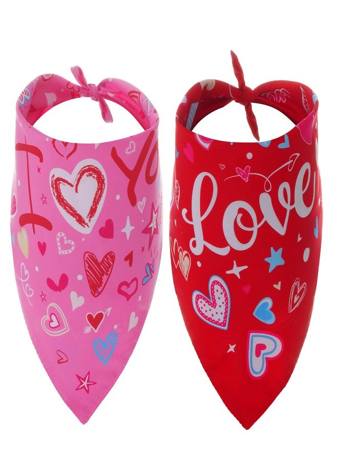 yeabwps Valentines Dog Bandana, 2 Pcs Pink Dog Bandana, Red Dog Bandanas, Double Sided Printing Dog Valentines Bandana for Small Medium Large Dogs - Image 1